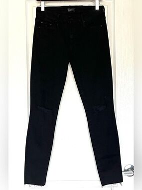 MOTHER The Looker Ankle Fray Jeans Guilty As Sin Black Distressed Skinny 28